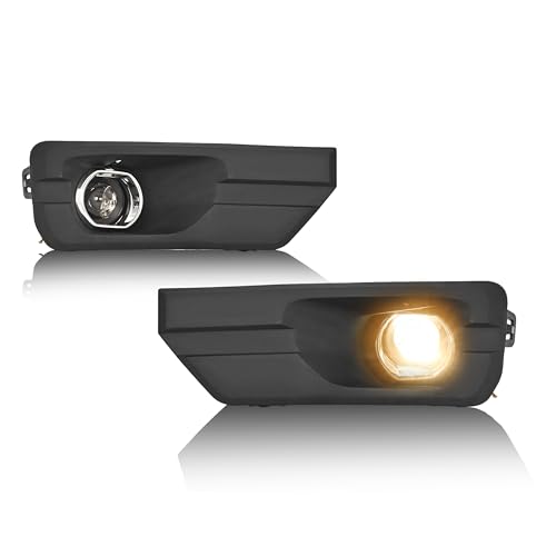 ALMULOO Pair Fog Light Assembly w/Bulb Compatible with 2013-2016 GMC Acadia 2017 GMC Acadia Limited SL SLE SLT Denali Chrome Fog Lamp Clear Lens Black Bezel Silvery Molding Driver&Passenger Side by ALMULOO - Used condition - Image 2