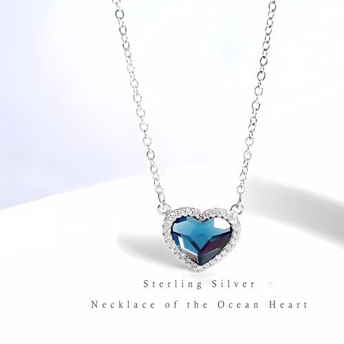 Mom Gifts Titanic Ocean Heart Sterling Silver Necklace - Perfect Mother's Day Birthday Gift for Mom3