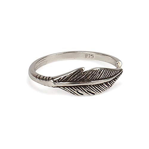 Image of Solid 925 Sterling Silver Feather Ring sizes G-Z (J)