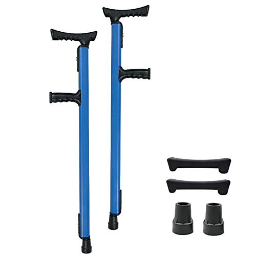 Walking Support Forearm Crutches(1 Pair), Adjustable F-Type Armpit Crutches,Ergonomic Underarm Crutches, Medical Mobility Device (Color : Gray)