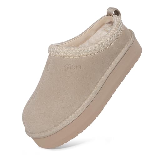 Image of FITORY Women's Suede Slipper Platform Short Mini Boots for Winter