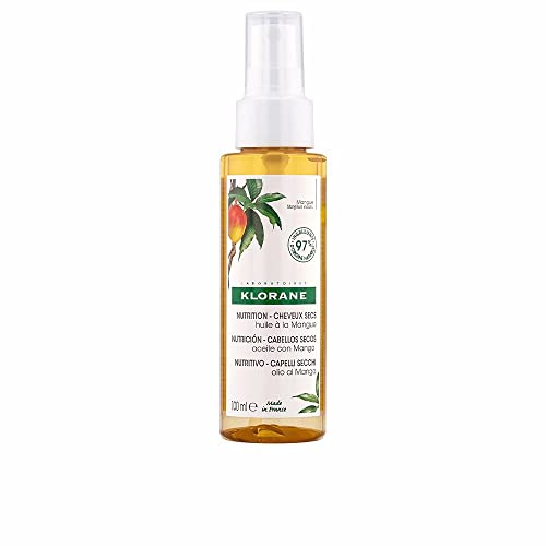 Klorane Nourishing Dry Hair Oil with Mango, Hydrating and Protecting Bi-Phase Spray, Paraben, Sulfate and Alcohol Free, Vegan, Dermatologist tested
