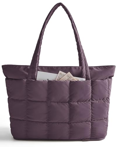Image of BAGSMART Expandable Tote Bag for Women, Puffer Work Tote Handbag, Quilted Carry On Bag for Travel Gym