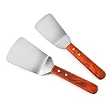 Amosfun Großer Stahlspatel Multifunktionales Bratwerkzeug Mit Holzgriff Für Pizzasteak