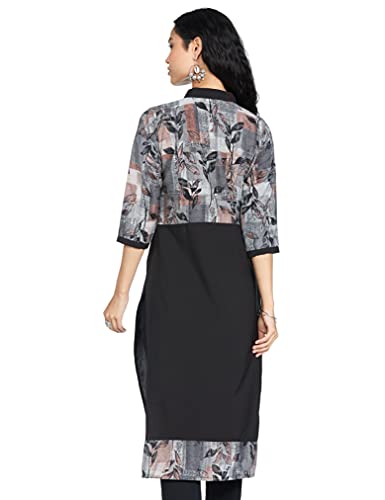 Image of Women's Crepe Straight Kurta (ALC5020 Black X-Small)
