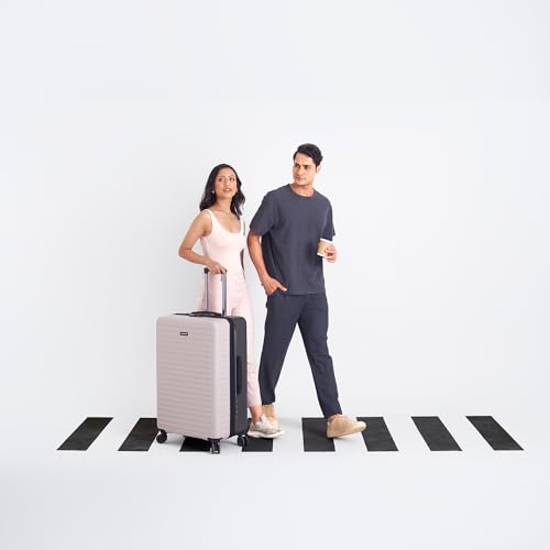 Image of THE ASSEMBLY Polycarbonate Large Check-In Luggage 28 Inches - Lightweight | Premium Hard-Shell Spinner Wheels Large Suitcase For Travel - 85 L - Ivory & Grey (Dual Tone), 75 Centimeters