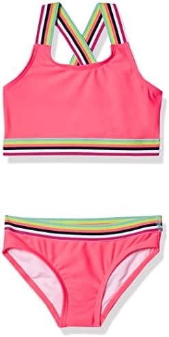 Kanu Surf girls Tanya Upf 50+ Beach Sport Athletic Bikini Two Piece Swimsuit, Bobby Hot Pink, 8 US