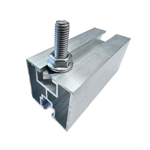 Zilimontt 10pcs M8 T Type Hammer Head Screw and Flange Nut Set 304 Stainless Steel for Photovoltaic Solar Modules Mounting Rails Tile Roof or Balcony Railing Installation(55)