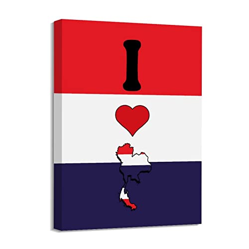 Lienzo de la bandera de Tailandia "I Love My Country" para decorar con orgullo tu hogar