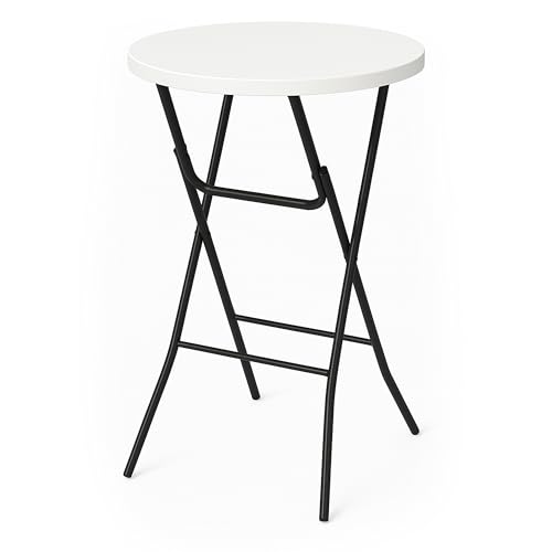 Brixy Stabiler Stehtisch - Partytisch - Robust und witterungsbeständig - klappbar - 80cm x 110cm - Party - 1 Stück - Weiß/Grau