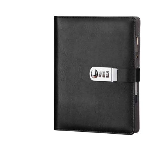 Carnet mot passe sécurisé A5 en cuir noir à feuilles mobiles pour protéger vos notes d'affaires