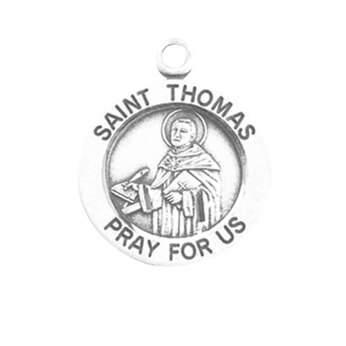 Patron Saint Round Sterling Silver Medal, 18" Rhodium Plated Stainless Steel Chain, Made in USA- Deluxe Velvet Gift Box Included2