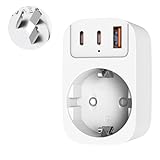 Adaptateur Prise Australie/Chine,THUNIX 4 en 1 Adaptateur Voyage France vers Australie Argentine avec USB A et 2 Ports USB C Type I Prise pour Australie Chinoise Zelande Fidji Argentine,Blanc