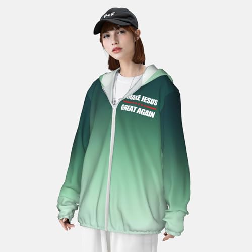 Make Jesus Great Again Men's Sun Protection Shirts Women's Lightweight Hoodie Performance Long Sleeve SPF Uv Shirt,4