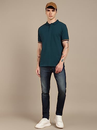 Image of Dennis Lingo - Men's Cotton Solid Slim Fit Polo Neck T-Shirt