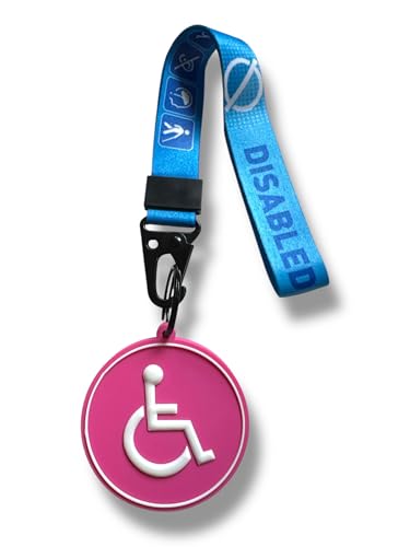 Étiquette de bagage handicap rose avec disque silicone 3D d'accessibilité