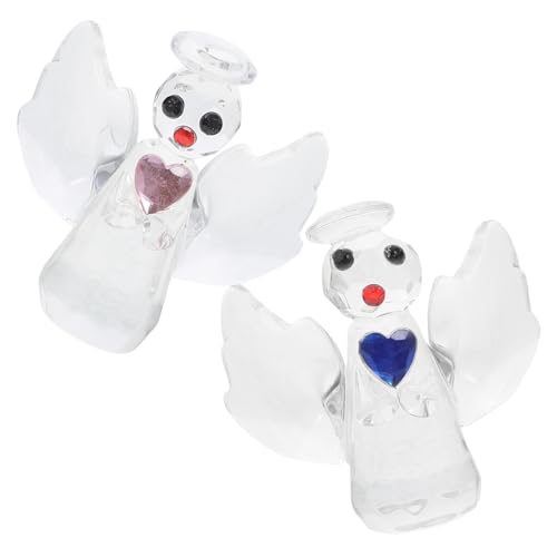ELAYARD Set 2 Pezzi Decorazioni Angelo in Vetro Trasparente Figura D’Angelo Compatta per Arredamento Casa e Ufficio Decorazione Domestica Creativa per Soggiorno Camera e Colore Casuale