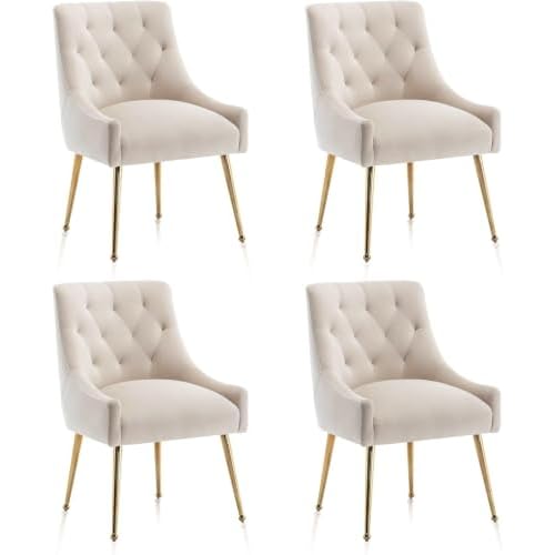 Dining Chairs Velvet Set of 2, Gold Leg Side Chair Vanity Chair Mid Century Dining Room Chair Modern Accent Chairs for Living Room, Dining Room, Kitchen