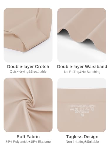 Image of Cuweni Womens Underwear Seamless High Waisted Briefs Silky Stretch No Show Breathable Full Coverage Ladies Panties 6 Pack