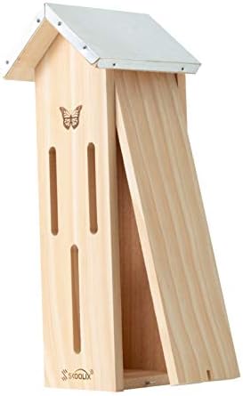 Wooden Butterfly House for Gardens. Provides a Safe Haven for Butterflies to Rest, Protect from Predators and Harsh Weather Conditions. Attractive Garden décor, Includes Bonus Rope Hanger.