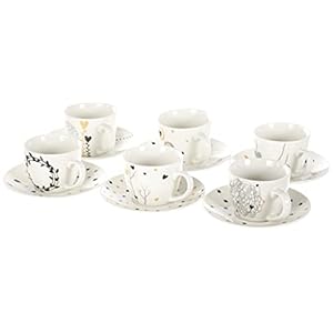 Tognana IR685345563 Set van 6 koffiekopjes met bord, porselein