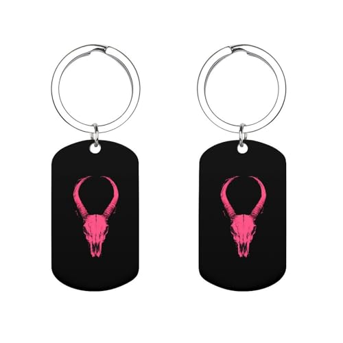 KWQDOZF Modischer Schlüsselanhänger mit Antilopenschädel-Anhänger aus Edelstahl für Auto, Tasche und Handtasche