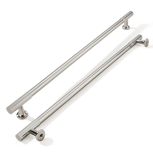 khtumeware 12 Inch Hole Center 5 Pack Polished Nickel Heavy Duty Solid Cabinet Pulls, Kitchen Drawer Handles, for Dresser cabinets, cabinets, Door cabinets, Hardware