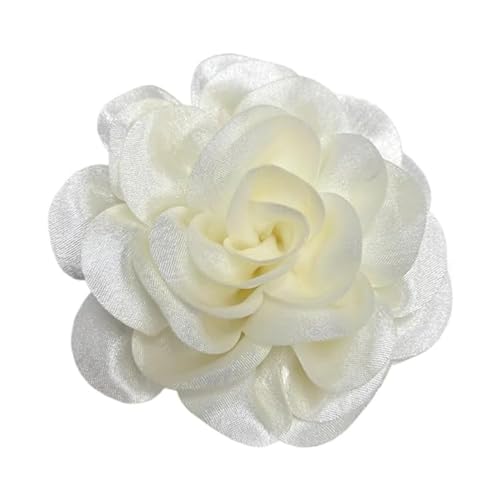 IMINI 120 mm Große Satin-Rosen-Brosche Große Klassische Kamelien Stoff Brosche für Hochzeit Party Tanz Bankett für Frauen Kostümzubehör Schmuckgeschenke (Weiß)