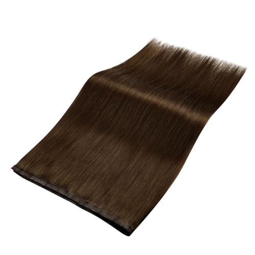 Image of Full Shine Butterfly Weft Hair Extensions 18 Inch 50G Warm Chestnut Brown | Natural Straight Volume, Invisible Double Layered Weft, Remy Human Hair Feel, Office Wear for Women, Seamless Fit Solution