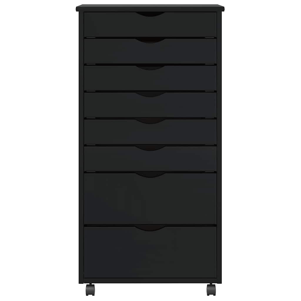 vidaXL Rollschrank mit Schubladen Moss Schwarz Massivholz Kiefer, Kommode, Schubladenschrank, Schreibtischschrank, Aktenschrank, Büroschrank