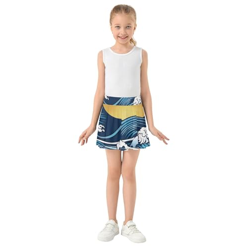 Japanese Art Athletic Shorts Girls Skorts Tennis Skirts Kids Rainbow Teen Skirt 3t3