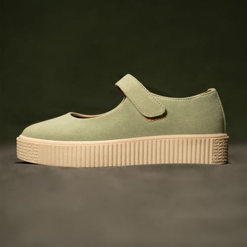Image of Theater Women Maru Mary Jane Platform Shoes with Adjustable Strap | Soft Suede Finish | Cushioned Support for Casual & Smart Styling