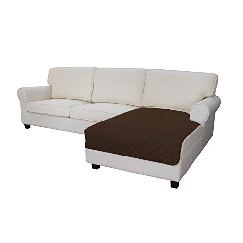 Image of Easy-Going Microfiber Sofa Slipcover L Shape Sectional Couch Cover 42X68 Inches Rectangular Chaise Lounge Cover Reversible Furniture Protector For Pets Kids Children Dog Cat(Coffee /Coffee)