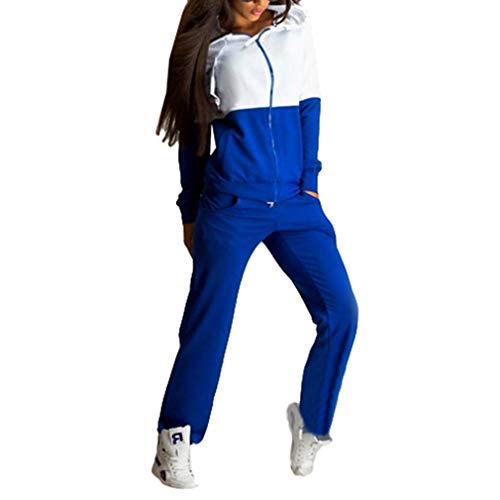 MEIHAOWEI Conjunto de Chándal para Mujer Sudadera con Capucha de Manga Larga con Cremallera + Pantalones Chándal Sport Gym Jogging Suit Cover