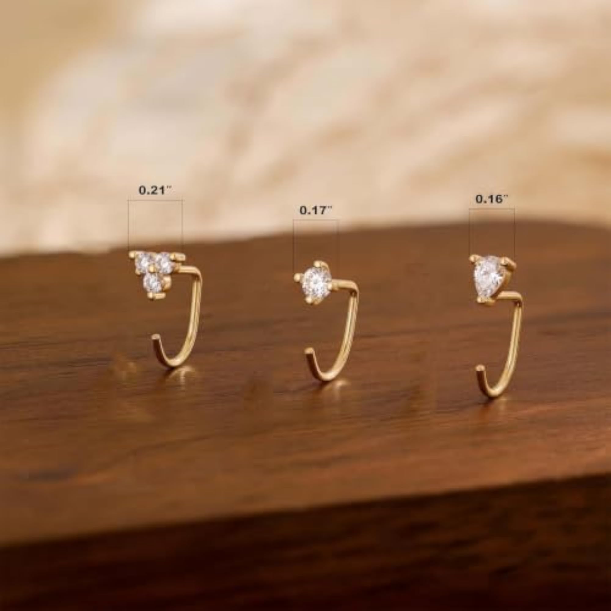3 Pcs Second Studs Earrings for Women, Zircon Piercing Set