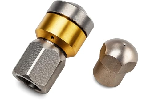 Juego de 2 boquillas de limpieza de tuberías giratorias rígidas de 1/8' para manguera de limpieza de mangueras para Kärcher WAP Alto, etc.