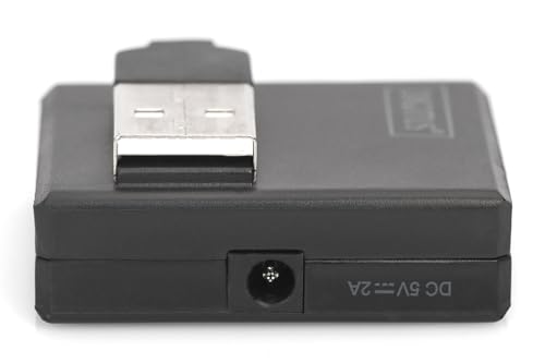 DIGITUS DA-70217 - Hub USB - 4-Port USB 2.0 Typ A - Transfert de données jusqu'à 480 Mbit/s - Design Compact & léger - Plug-and-Play - Compatible avec PC, Notebook & Mac - Noir