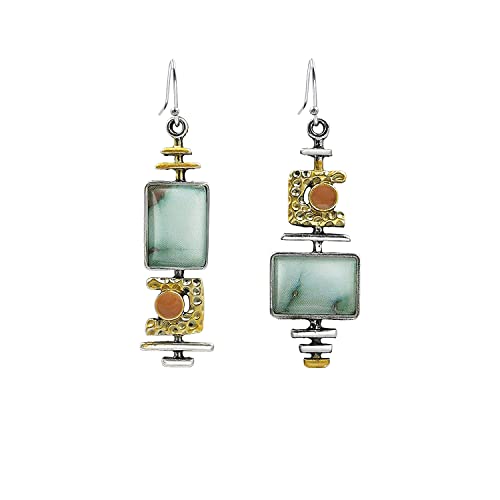 Green Handmade Boho Natural Gemstone Charm Earrings Gold Stone Bead Drop Dangle Earrings for Women