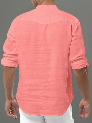 Image of FINIVO FASHION Men's Solid Cotton Blend Regular Fit Straight Kurta with Roll of Sleeve and Classic Collar, Pack of 1