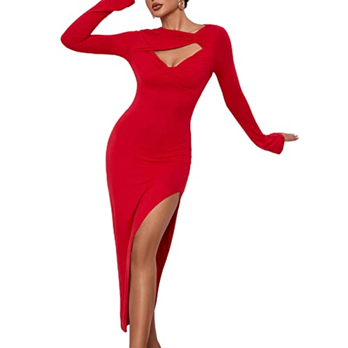 Robe longue plissée casual CHOUX XL rouge pour vos soirées et sorties club