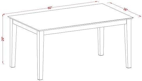 Miniatura 3 de East West Furniture CANO7-OAK-W - Juego de mesa de comedor de 7 piezas consta de una mesa de cocina rectangular y 6 sillas de comedor, 36 x 60