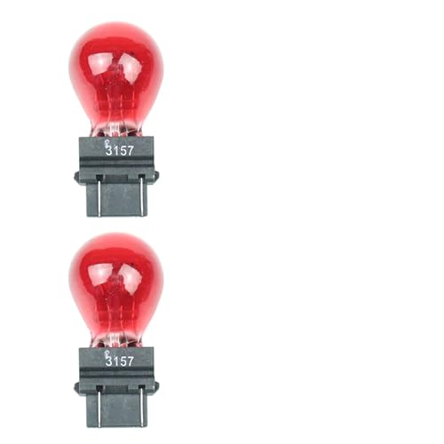 Lonuxi 3157 Car Halogen Light Bulb 12V 21/5W 3000K Automotive Brake/Reverse/Tail/Turn Signal/Side Marker Light Bulbs Universal Long-Life Miniature Replacement Bulb for Cars Trucks SUV (Red 2PCS)