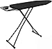 DWELLTON Folding Ironing Board, 122 x 38cm Ironing Surface, Adjustable Height Up To (74-91cm), Includes Silicone Iron Rest, Durable with Safety Lock & Anti-Skid Feet, Foldable Ironing Boards (Black)