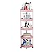 5 ripiani di livello di stoccaggio angolo angolo torre domestico scaffalature compatte, unità display multiuso organizzatore di casa per bagno, ufficio, camera da letto, soggiorno,Rosa