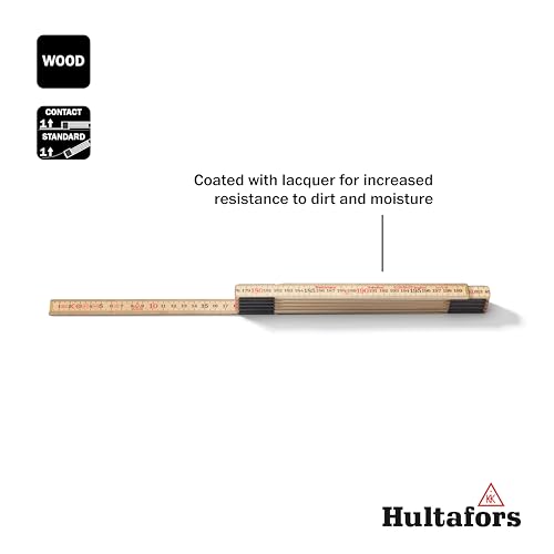 Contactmeter 2m I Hultafors I Gliedermasstab 2m mit invertierter Skalierung für anliegende Messungen I Made in Sweden I 2 Meter Zollstock aus Glasbirke I 101804