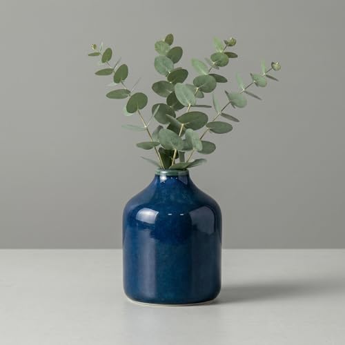 Sunddo Blue Ceramic Vase, 4 Inch