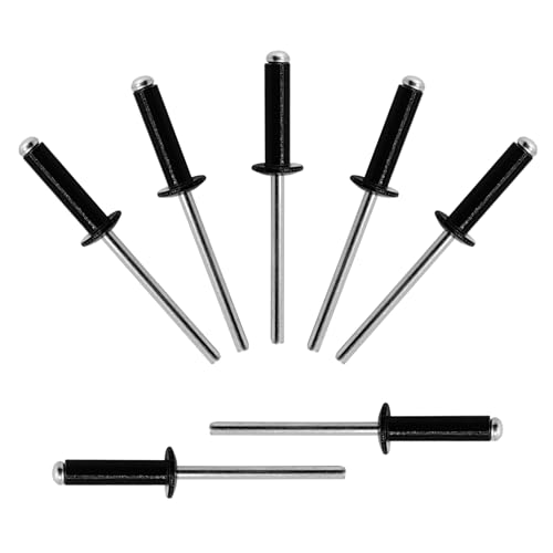 ALLCLEAN 200 Pcs 5/32" x 5/8" Black Aluminum Blind Rivets,4 x 16mm Pop Rivets,Aluminum Grip and Steel Mandrel