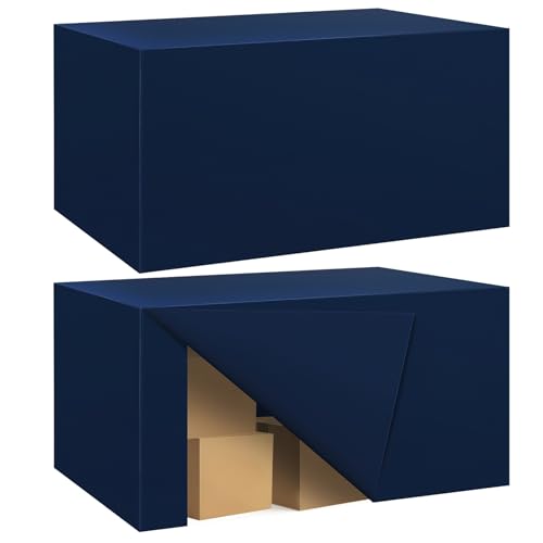 Ascoza 2 Pack Fitted Tablecloth for 4 Foot Rectangle Tables 48 x 24 Inch Navy Table Covers Water Resistant Polyester Table Cloth for Wedding,Parties,Display, Trade Show (Navy)