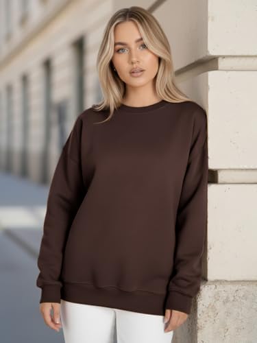 Image of LEOTUDE Women's Boyfriend Fit Loopknit Sweatshirt | Full Sleeve Drop Shoulder | Sweatshirt for Women