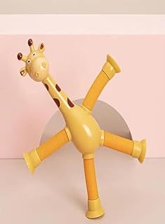 Telescopic Suction Cup Giraffe Toys, Sensory Giraffe Toy, Suction Cup Toy Kids, Giraffe Stuffed Animal, Anti-Stress Fidget Toys, Funny Educational (Brown)